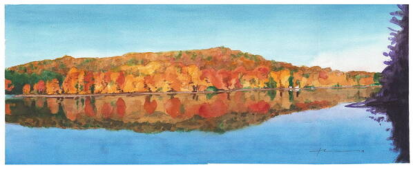Www.miketheuer.com Art Print featuring the painting Autumn Lake Shore by Mike Theuer