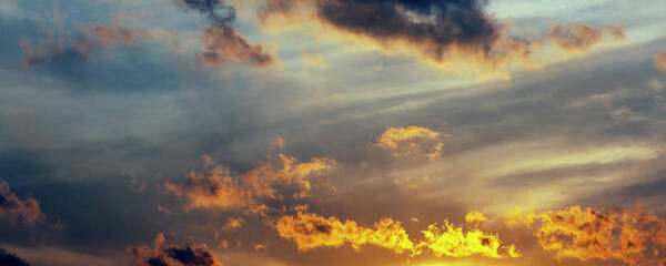 Clouds At Sunset Panorama Art Print featuring the photograph Clouds at Sunset Panorama by Robert Ullmann