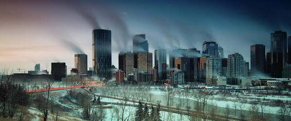 Wind Art Print featuring the photograph Downtown Calgary, -32 Degrees by Chris Manderson