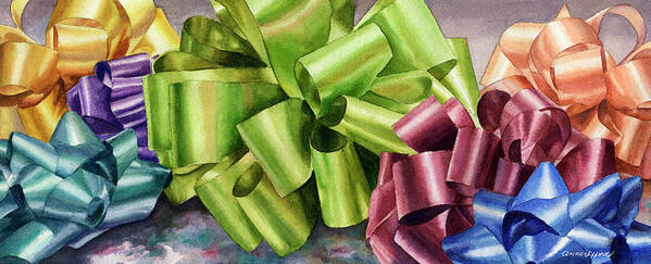 Bows Painting Art Print featuring the painting Gifts by Anne Gifford