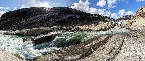 Nigardsbreen Art Print featuring the photograph glacial stream Nigardsbreen Glacier, Norway by Andreas Levi
