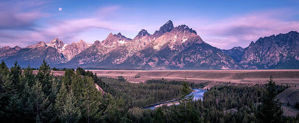River Art Print featuring the photograph Grand Teton Mountains At Snake River Overlook by Alex Grichenko