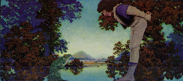 Hearts Art Print featuring the painting Knave of Hearts - speaking to a frog by Maxfield Parrish