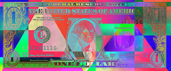 Visual Art Pop By Serge Averbukh Art Print featuring the digital art Obverse of a Colorized One U. S. Dollar Bill by Serge Averbukh