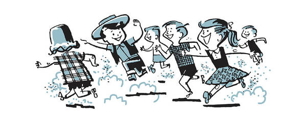 Action Art Print featuring the drawing Running Children by CSA Images