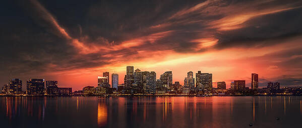 City Art Print featuring the photograph Sunset Of Boston by Can Pu