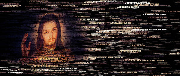 Christ Art Print featuring the photograph text portrait of Merciful Jesus by Vivida Photo PC