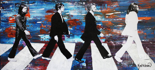 Beatles Art Print featuring the painting The Beatles Group Abbey Road by Kathleen Artist PRO