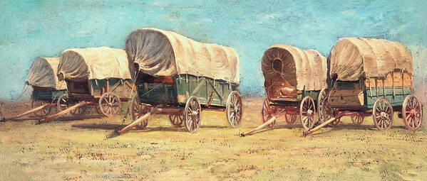 Study Art Print featuring the painting Study of Covered Wagons by Samuel Colman by Mango Art