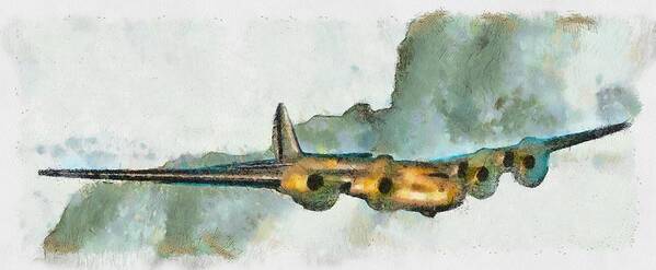 Aircraft Art Print featuring the mixed media Bomber in Flight by Christopher Reed