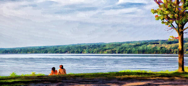 Cayuga Art Print featuring the photograph Couple at the Lake Shore by Monroe Payne