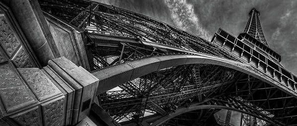 Black And White Art Print featuring the photograph Eiffel Tower Panorama by Serge Ramelli