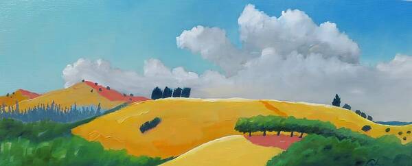 Windy Hill Art Print featuring the painting Happy Hillscape by Gary Coleman