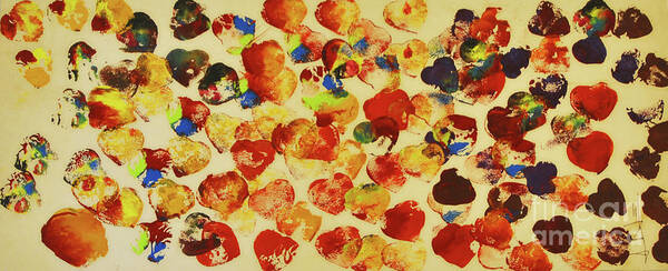 Hearts Art Print featuring the painting Hearts of Love by George D Gordon III