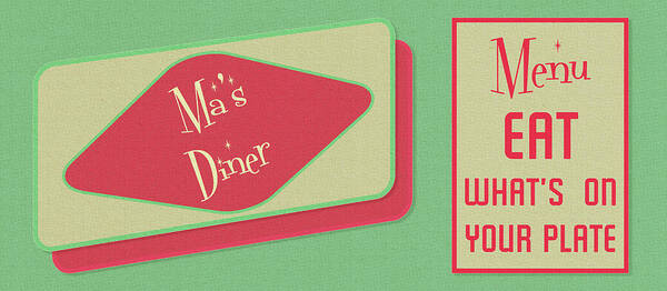 Retro Art Print featuring the digital art Ma's Diner 1950s design by David Smith