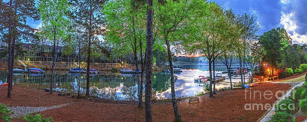 Bench Art Print featuring the photograph Places To Sit Too, Lake Keowee, South Carolina by Don Schimmel