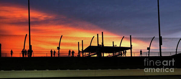 Race Art Print featuring the photograph Race Fans silhouetted against Sunset by Pete Klinger