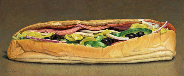 Sandwich Art Print featuring the painting Spicy Italian by James W Johnson