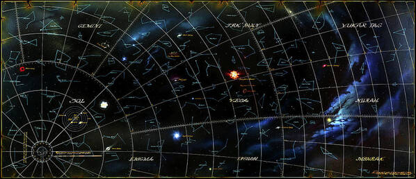 Star Map Art Print featuring the digital art Star Chart by Adam Burch