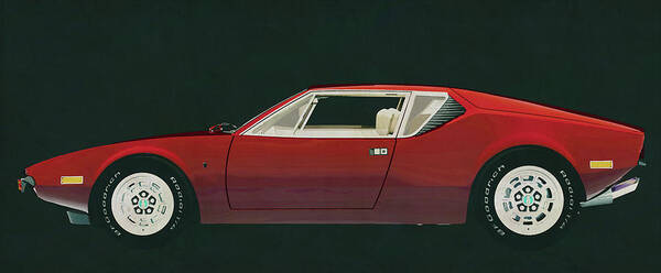 1970s Art Print featuring the painting The Tomaso Pantera class and power bundled in an Italian design by Jan Keteleer