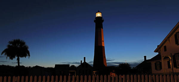 Lighthouse Art Print featuring the photograph Tybee Island Lighthouse, Ga.- Night Shot by Richard Krebs