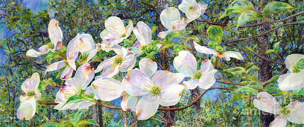 Texas Park Art Print featuring the painting View Beyond Dogwood-Flowering dogwood by Hailey E Herrera