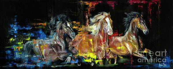 Horse Art Print featuring the painting Wild Horses by Averi Iris