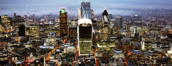 Panoramic Art Print featuring the photograph Elevated View Over City Of London #1 by Gary Yeowell