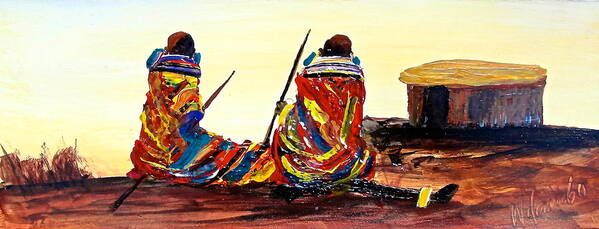 African Paintings Art Print featuring the painting N 61 #1 by John Ndambo
