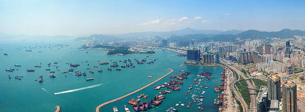 Hong Kong Art Print featuring the photograph Hong Kong aerial #3 by Songquan Deng