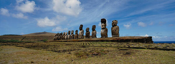 Photography Art Print featuring the photograph Low Angle View Of Moai Statues #3 by Panoramic Images