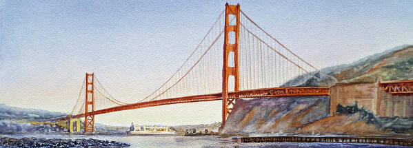 Bridge Art Print featuring the painting Golden Gate Bridge San Francisco #3 by Irina Sztukowski