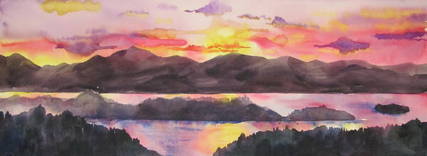 Vermont Art Print featuring the painting Adirondack Sunset by Amanda Amend