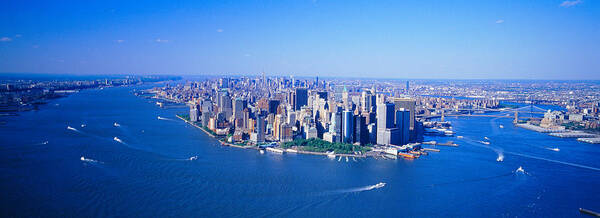 Photography Art Print featuring the photograph Aerial Lower Manhattan New York City Ny by Panoramic Images