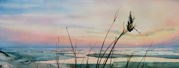 Sunset Art Print featuring the painting Beyond The Sand by Hanne Lore Koehler