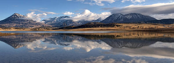 Lake Art Print featuring the photograph Crawford Reservoir and the West Elk Mountains by Eric Rundle