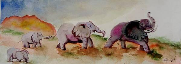 Elephants Art Print featuring the painting Line of Elephants II by Lil Taylor