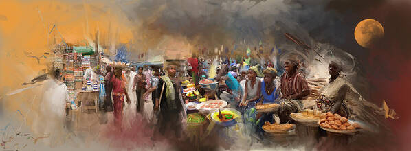 Nigeria Art Print featuring the digital art MarketPlace by David Osagie