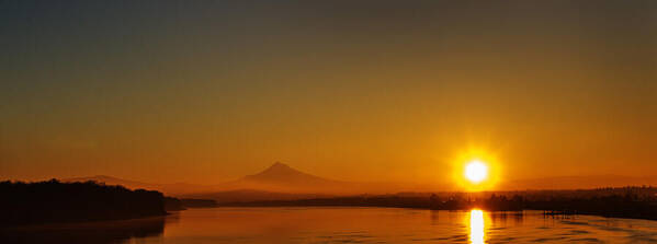 Columbia River Portland Oregon Mount Hood Art Print featuring the photograph Monday Morning Columbia River Mount Hood by Michael W Rogers