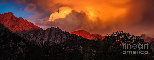 Mountain Top Sunrise With Orange Dramatic Storm Clouds Fine Art Photography Print Art Print featuring the photograph Mountain Top Sunrise With Orange Dramatic Storm Clouds by Jerry Cowart