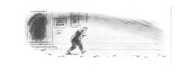 111137 Ldv Leonard Dove Policeman Tracking Robbers By Following Bank Notes They Dropped While Escaping. Action Armed Arrest Bank Break-in Cop Cops Crime Criminal Criminals Crook Dropped Enforcement Escaping Following Gun Hold Law Life Low Mug Mugger Mugging Notes Nypd Police Policeman Policemen Rob Robber Robbers Robbery Thief Thieves Tracking While Art Print featuring the drawing New Yorker May 3rd, 1941 by Leonard Dove