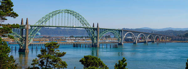 Panorama Art Print featuring the tapestry - textile Newport Bridge by Dennis Bucklin