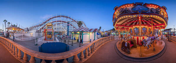 Amusement Park Art Print featuring the photograph Panorama Giant Dipper goes 360 round and round by Scott Campbell