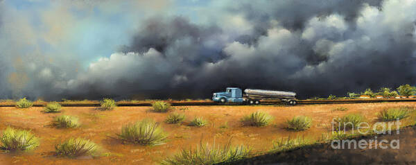 Southwest Art Print featuring the painting Rushing Home by Artificium -