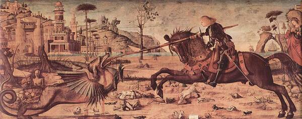 Carpaccio Art Print featuring the painting Saint George and the Dragon by Vittore Carpaccio