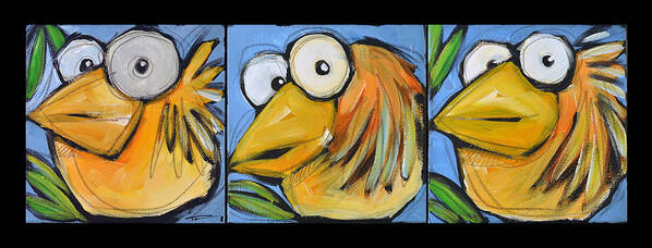 Bird Art Print featuring the painting The Goldbird Trio by Tim Nyberg