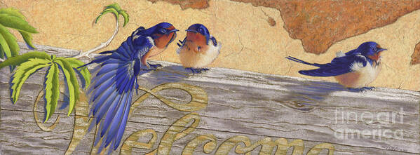 Bird Art Print featuring the pastel The Welcome Committee by Tracy L Teeter 