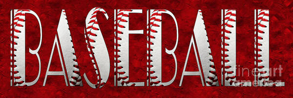 Baseball Art Print featuring the photograph The Word Is BASEBALL On Red by Andee Design