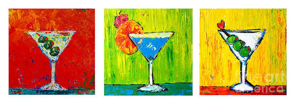 Food And Beverage Art Art Print featuring the painting Vodka Martini Collection Bar Decor - Modern Art by Patricia Awapara