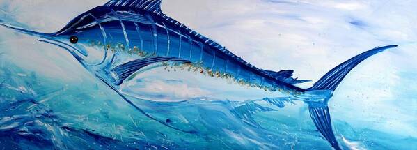 Fish Art Print featuring the painting Abstract Marlin by J Vincent Scarpace